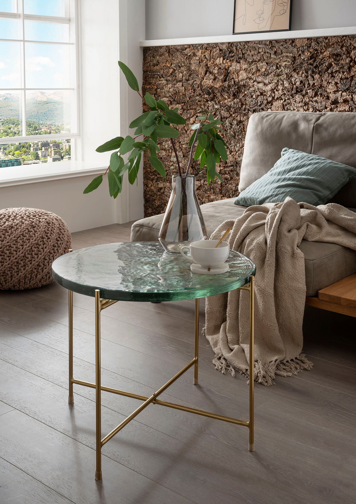 Couchtisch PAROLI, gold (gold, klar), B:50cm H:40cm T:50cm, Tische, Couchtisch