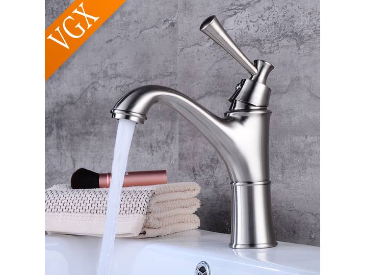 VGX robinets de salle de bains rétro antiques, mitigeur de lavabo, robinet de lavabo, robinet de lavabo, robinet d'eau chaude et froide, robinet en laiton brossé noir