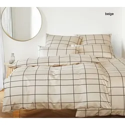 Elegante Bettwäsche Cross - 135x200 cm + 40x80 cm	beige