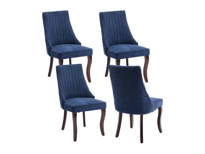 LuxusKollektion Esszimmerstuhl Esszimmerstühle Polster Channel Steppung Blau(massivholzbeine) 4er-Set
