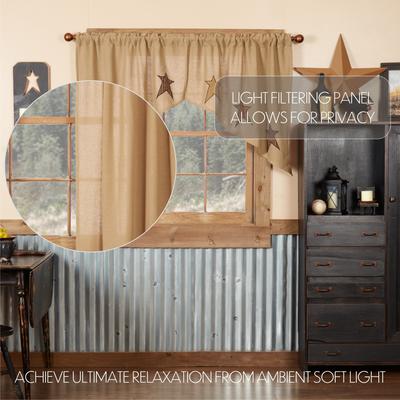 VHC Brands Annie Buffalo Check Ruffled Long Prairie Panel Set - Prairie Panel 84x36 - Prairie Panel 84x36