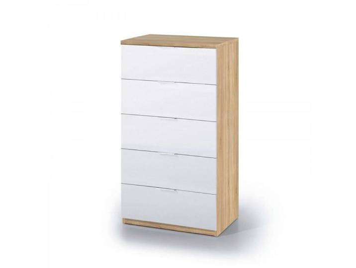 Chiffonnier Nordik - Blanc - Adulte - 5 tiroirs - 60x40x110 cm