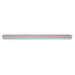 Staedtler, Lineal, Dreikant-Massstab Mars 561 98-2BK, weiss aus Kunststoff, farbige Hohlkehlen, geprägte Teilung (33 cm, Kunststoff)