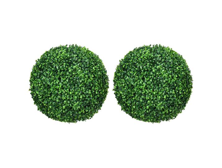 Homcom Buchsbaumkugel 2er Set, Künstliche Pflanzen, Zimmerpflanze mit UV-Schutz, Grün, Kunststoff, 40 cm, Dekoration, Blumen & Blumentöpfe, Kunstpflanzen