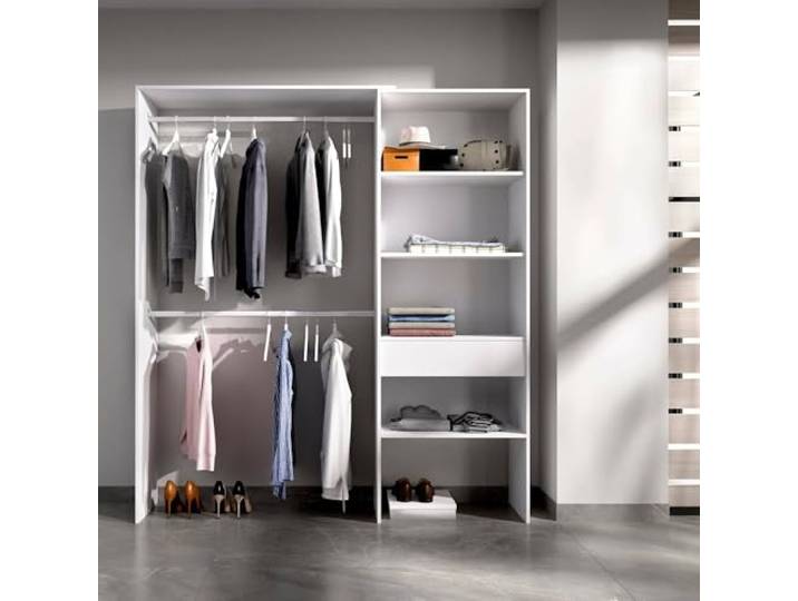 Dmora - Grande Garde-Robe Lhotse\, Structure pour Dressing\, Cintre Ouvert\, 160x40h187 cm\, Blanc