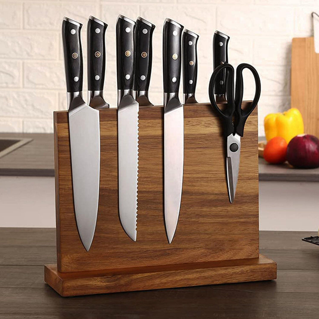 Alpen Home Basaldua Magnetic Knife Block Brown 25.4cm H X 10.16cm D X 30cm W