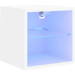 vidaXL TV-Wandschrank mit LED-Leuchten Weiß 30x28,5x30 cm