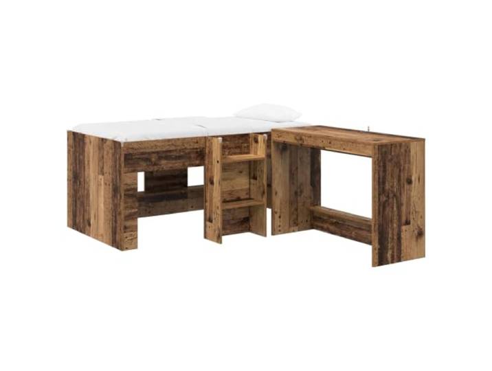 Keeushr Hochbett mit Schreibtisch für 2 STK. Altholz Holzwerkstoff,100x45x75 cm Arbeitsplatz,2-in-1 Design,platzsparend,Schlafzimmer,Homeoffice,Lernen