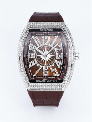 Fashion Sheath DENVOSI Luxury Starry Sky Quartz Watch With Silicone Strap silver Brown