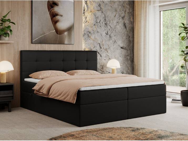 MKS MÖBEL Boxbett CENTOS (Boxspringbett - Set, Packung, Gepolsterte Kopfstütze, T30-Schaum, Topper T25/Visco, Modern), Doppelbett, Multipocket-Matratzen, zwei Bettkästen