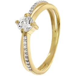 trendor 28030 Damenring 925 Silber Vergoldet Zirkonia-Ring, 50/15,9