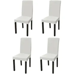 vidaXL Stretch-Stuhlhussen Gerade 4 Stk. Creme