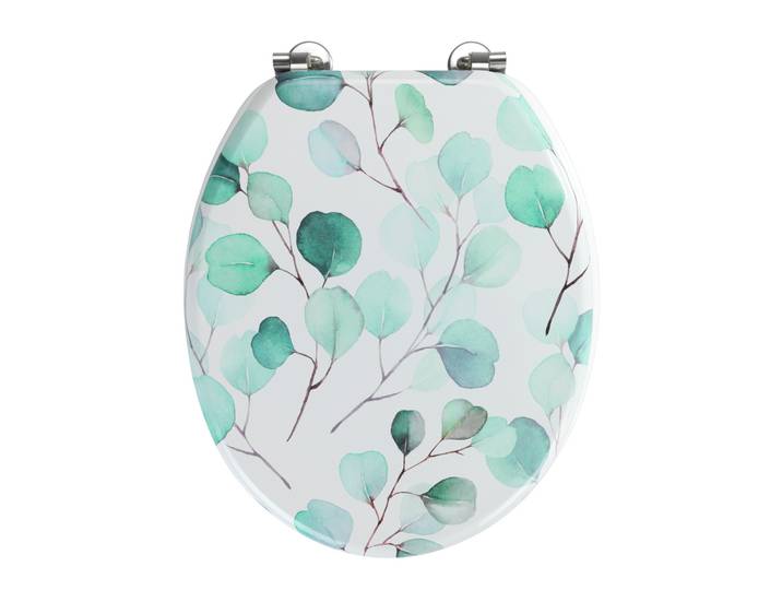 WENKO Siège de WC MDF Siège de toilettes Ovale Fixation en acier inoxydable Motif