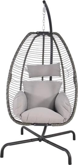 Hängesessel Rope - Ø128x208 cm - Stahl - Dunkelgraues Korbgeflecht & Seil