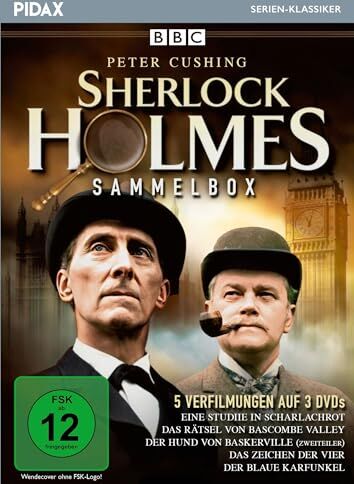 Sherlock Holmes - Sammelbox / 5 spannende Krimis mit Peter Cushing nach den Büchern von Sir Arthur Conan Doyle (Pidax Serien-Klassiker) [3 DVDs] - Preis vom 15.10.2026 23:06:25 h