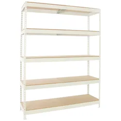 Proregal Schwerlastregal BIG WOOD YETI FIVE | HxBxT 200x150x60cm | Fachlast 400kg | Weiß