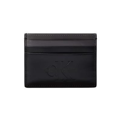 Kartenetui CALVIN KLEIN "BOLD CARD CASE", Herren, schwarz, Leder, unifarben, Kleinlederwaren, Unisex Visitenkarten, Etui mit CK-Logo