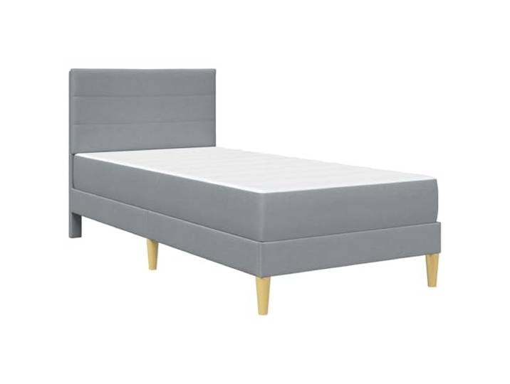 KTHLBRH Einzelbett mit Matratze hellgrau 90 x 190 cm Stoff Gepolstertes Kopfteil, Lattenrost, Taschenfedern, Unterbett-Aufbewahrung, einfache Reinigung