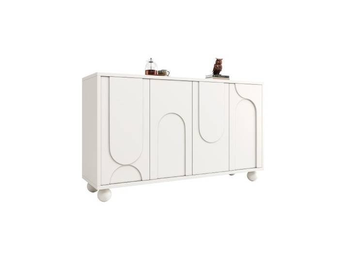 Buffet et enfilade 2 Portes avec 1 Étagère Réglable et Système Pousser-Fermer - YEAVIO - MDF Blanc 120×35×71 cm
