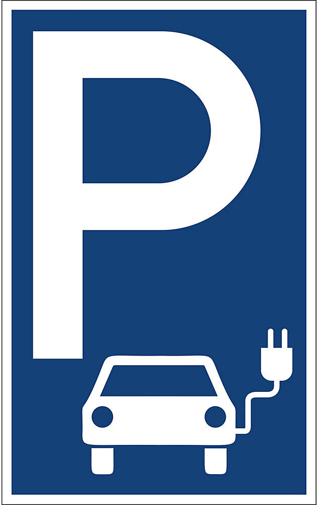 kaiserkraft Parkplatzkennzeichen, Kunststoff, P / Elektrofahrzeug, LxH 250 x 400 mm