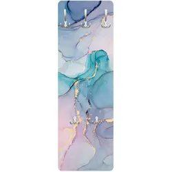WANDGARDEROBE - Aquarell Pastell Türkis mit Gold 34/105 cm