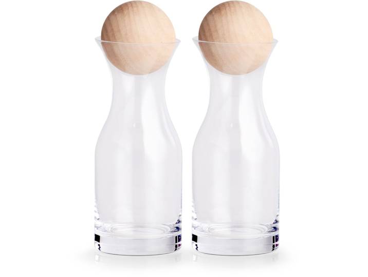 Karaffe ZELLER PRESENT, braun (holzfarben), H:18,5cm Ø:6,5cm, Glas, Karaffen, Karaffe, Glas, Höhe 18,5 cm, Inhalt 250 ml