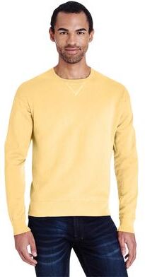 ComfortWash by Hanes GDH400 Men's Comfort Wash Fleece Sweatshirt in Summer Squash Yellow size 2XL   Cotton/Polyester Blend
