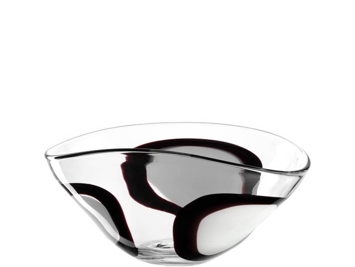 Leonardo Dekoschale Occhi Bianchi, Klar, Schwarz, Weiß, Glas, 35x16.5x23 cm, handgemacht, Dekoration, Dekoschalen
