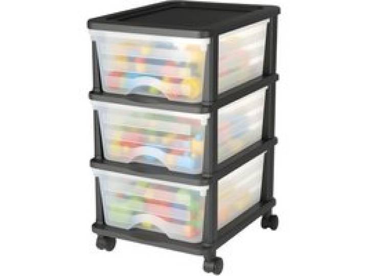 VEVOR Schubladenwagen Schubladenschrank mit 3 Schubladen (17 L / per), rollbarer Schubladen-Container Schubladenbox mit durchsichtigen Behältern für Bürobedarf Bastelräume Klassenzimmer