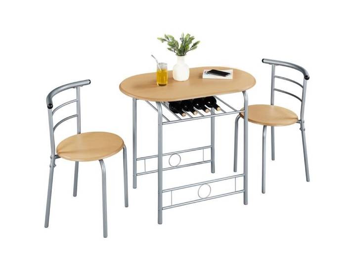 Ensemble Table à Manger avec 2 Chaises - Yaheetech - Naturel - Robuste et Gain de Place