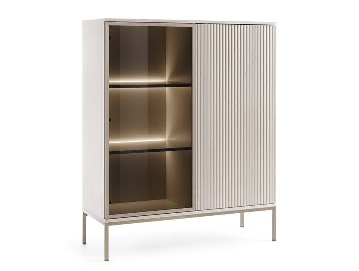 Zweiflügelige Vitrine Tosena mit LED-Beleuchtung, 104 cm,