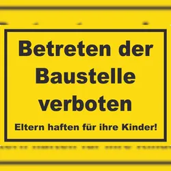 HB-Druck Betreten der Baustelle Schild gelb-schwarz A4 Rückseite selbstklebend