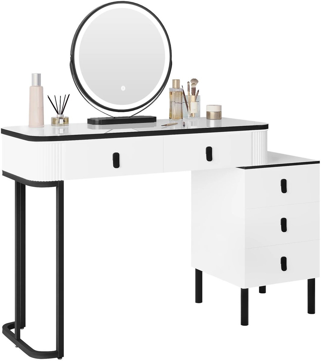 Damenzo Kaptafel met spiegel en verlichting - Wit