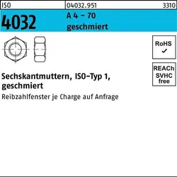 Sechskantmutter ISO 4032 M24 A 4 - 70 geschmiert 25 Stück