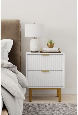 Origins by Alpine Casey 2 Drawer Nightstand in White