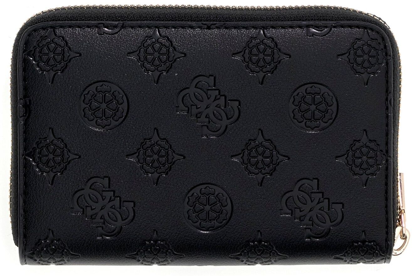 Geldbörse GUESS "CARMELLA SLG MEDIUM ZIP AROUND", Damen, schwarz, Lederimitat, Kleinlederwaren Geldbörse, Damen Portemonnaie, Geldbeutel mit Reissverschluss-Münzfach schwarz Einheitsgröße