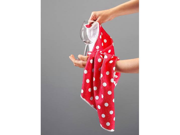 Mikrofaser-Geschirrtücher-Set, 10-teilig, Rot/Weiss Punkte
