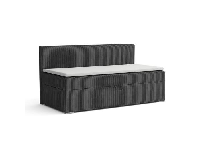 Deine Möbel 24 Boxbett Mateo 90/200 Anthrazit mit Taschen-Federkernmatratze H4, Dunkelgrau, Holz, H4, 90x200 cm, Schlafzimmer, Betten, Boxspringbetten