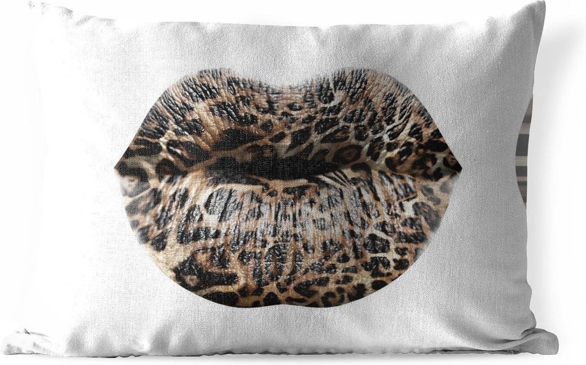 Weerbestendige buitenkussens met tijgerprint in wit, 60 x 40 cm