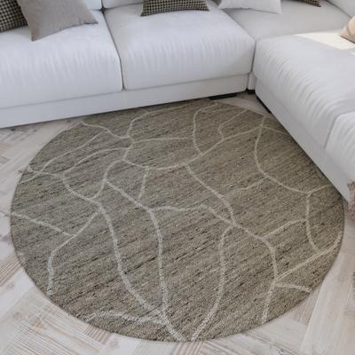 Wollteppich WECON HOME "Hamptons FORTYONE", grau (taupe), H:15mm Ø:180cm, Schurwolle, Teppiche, Schurwolle, Kurzflor, Wohnzimmer, elegant, robust, Stein-Muster