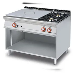 All-Platte Gas + 2 Brenner mit Zündflamme. Abmessungen 120x90 h90 cm. Modell TP2-912G