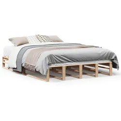 vidaXL Massivholzbett ohne Matratze 135x190 cm Kiefernholz