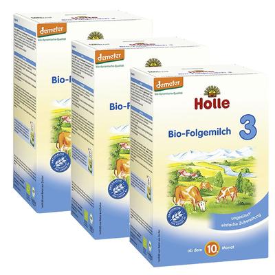3x Holle Bio-Folgemilch 3 3x600 g Pulver