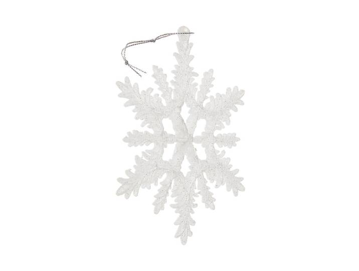 Hänger Schneestern weiss Glitter