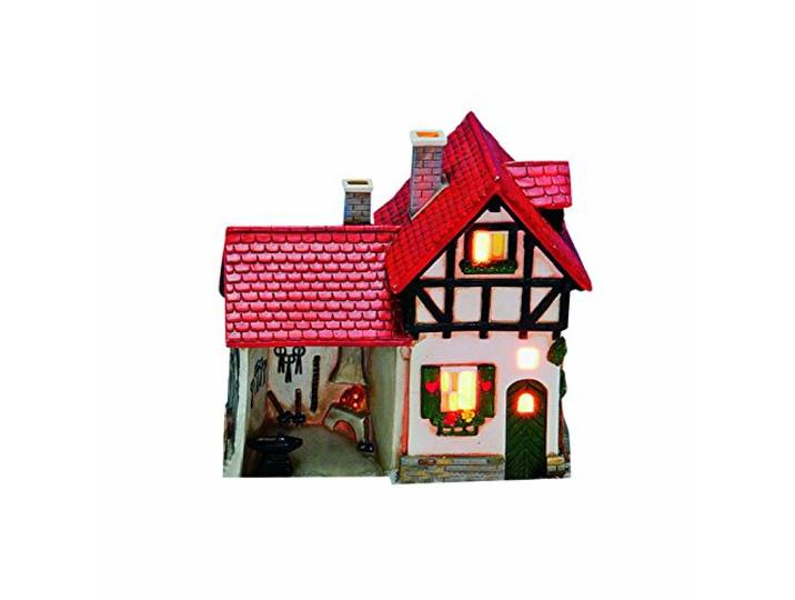 Lichthaus Porzellan Schmiede 16x8x16 cm - Deko Haus - Deko für Weihnachten - Stimmungsvolles Dekohaus aus Porzellan - Lichthaus - Haus aus Porzellan zum Beleuchten - Porzellanhaus - Lichthaus aus Porzellan - Windlichthaus - Weihnachtsdeko