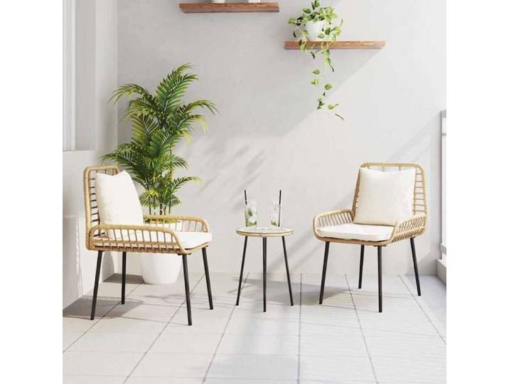 “Rabais Ensemble de salle à manger pour jardin 3 pcs - Table de salon salle à manger + 2 Chaises de jardin - Marron Noir Crème