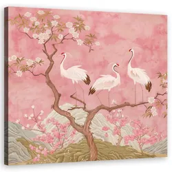WANDBILD kraniche vögel landschaft