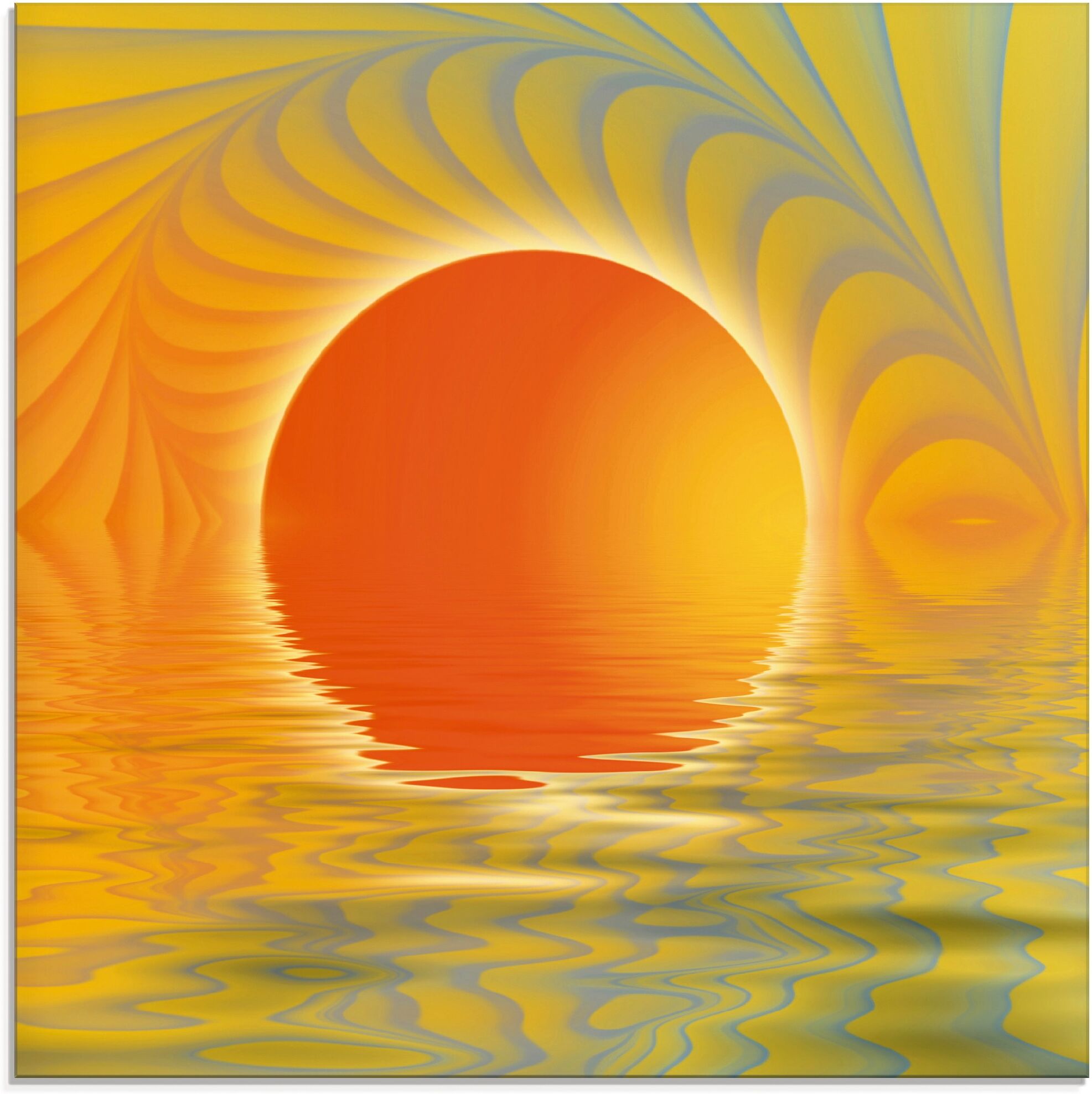Glasbild ARTLAND "Abstrakter Sonnenuntergang", orange (farbe bild(er): orange), B:40cm H:40cm, Bilder, Glasbild, in verschiedenen Grössen farbe bild(er): orange B/H/T: 40cm x 40cm, Glasbild Muster quadratisch, 1 Stk.