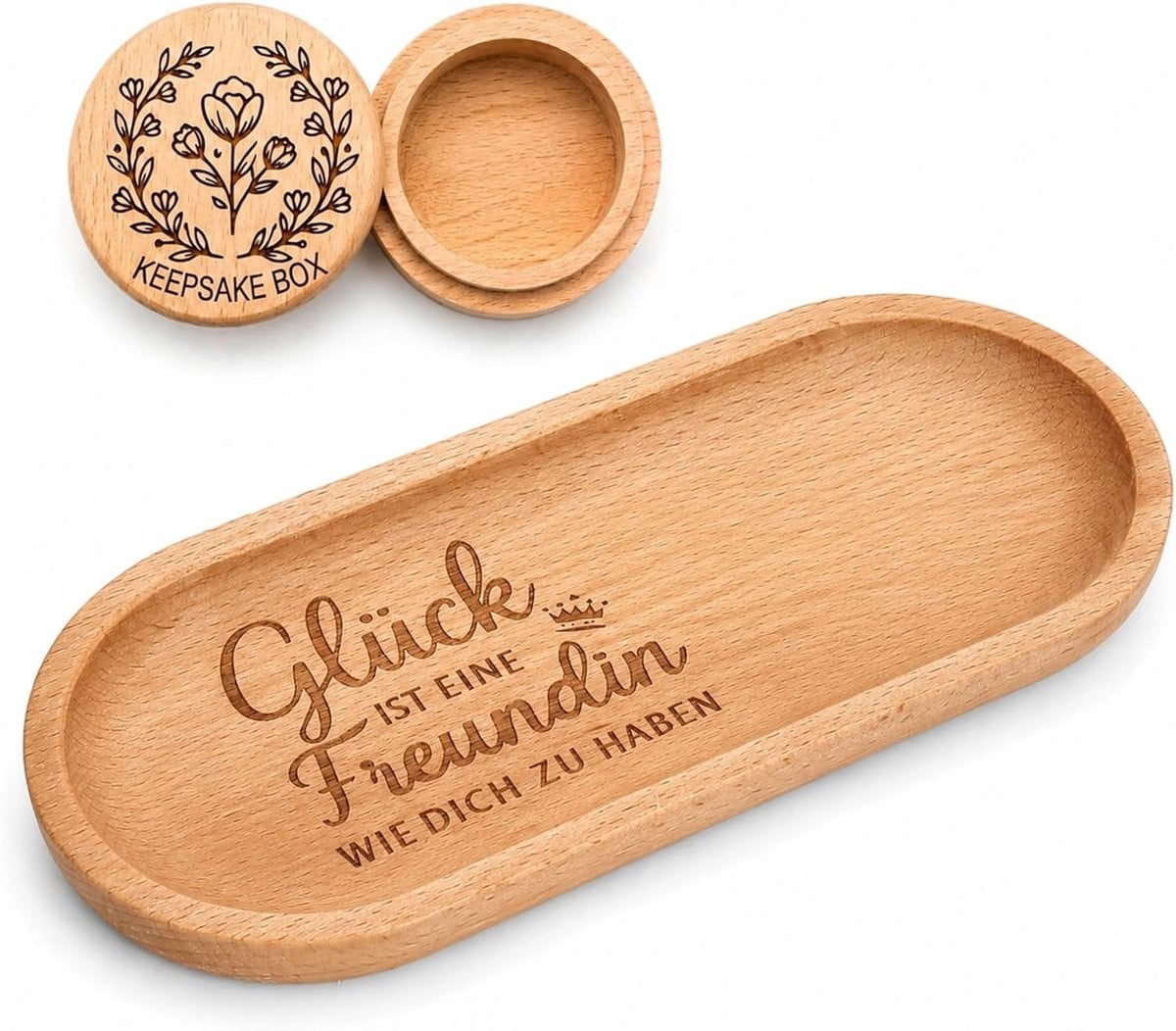 Decoratief houten dienblad met gravure