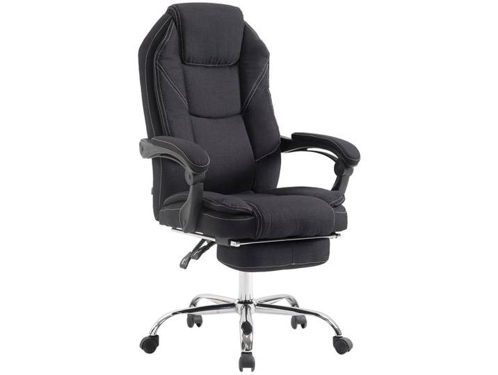 CLP Chefsessel Stoff Schwarz, Metall, 67x114x64 cm, Büromöbel, Bürostühle, Chefsessel